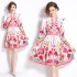 Original in stock | 2024 early spring retro palace style V-neck single breasted lantern sleeve cinched waist slimming dress