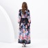 2024 Spring/Summer - Vacation Retro Palace Style V-neck Loose Lantern Short Sleeve Painted Long Dress