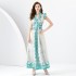 Early spring 2024- Palace style lapel sleeveless waist cinched wide skirt printed long dress