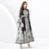 2024 Spring/Summer - Palace style stand up collar flared sleeve single placket printed long lace dress