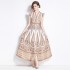 Original in stock | 2024 early spring new retro ethnic style printed small fly sleeves big swing dress for women