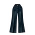 American retro casual design pocket two button high waisted jeans for women, slim and versatile, loose and wide leg pants