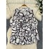 European and American style niche high-end fashion printed dress for women in autumn, with a waist cinched, V-neck, lantern sleeves, and ruffle edge short skirt