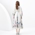 2024 Spring/Summer - Vacation Wrap Style V-neck Lantern Sleeve Long Printed Dress