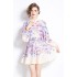 Original in stock | 2024 early spring new fresh temperament flower lantern sleeve short dress