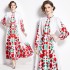 Original in stock | 2024 early spring new palace style stand up collar flower dress with single breasted design, long skirt