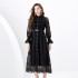 2024 Spring/Summer - Vacation style retro lapel collar single breasted lace embroidery wide swing long dress