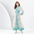 Early Spring 2024- Retro Palace style pleated V-neck lantern sleeves long printed dress