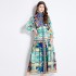 Original in stock | 2024 spring/summer floral ethnic style retro stand up collar lantern sleeve printed dress