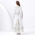 2024 Vacation - Palace Style V-neck Lantern Sleeve Wave Edge Vintage Printed Dress