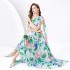 2024 Spring/Summer - Vacation Style One Shoulder Sleeveless Ribbon Long Wide Swing Printed Dress