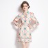 Original in stock | 2024 early spring new retro positioning flower shirt collar long sleeved waist slimming short dress