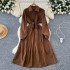 French high-end retro lapel knitted vest with waist cinched and inner dress for women to look slim and elegant, pleated bottom skirt