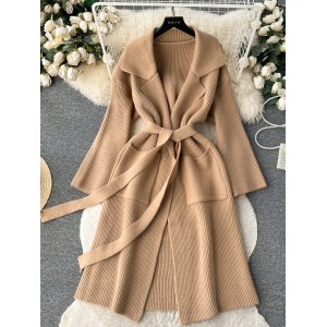 Sweater lazy style jacket for women 2023 new hot item Maillard outfit high-end temperament mid length cardigan trend