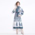 Original in stock | 2024 gentle French retro sweet slimming waist print temperament big swing dress for women