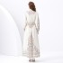 2024 Vacation - Palace Style V-neck Lantern Sleeve Wave Edge Vintage Printed Dress