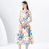 Early Spring 2024- Retro Stand cut V-neck Sleeveless Wide Swing Printed Dress