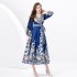 2024 Spring/Summer - Vacation Wrap Style V-neck Lantern Sleeve Long Printed Dress