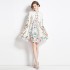 Original in stock | 2024 early spring new palace style single breasted design sense standing collar flower dress