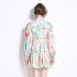 Original in stock | 2024 early spring temperament skirt patchwork print long sleeved slimming retro short dress