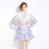 Original Spot | 2024 Spring New Fresh Flower Ear Edge Standing Collar Lantern Sleeve Printed Dress