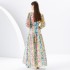 2024 Early Spring - Vacation style stand up collar lantern sleeves wave side length colorful printed dress