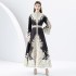 2024- Early Spring Palace Style Trumpet Sleeve Printed Long Lace Dress