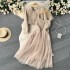 Autumn and winter small fragrance style socialite high-end outfit women's short cardigan jacket+suspender mesh dress two-piece set