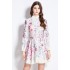 Original in stock | 2024 spring/summer floral ethnic style retro stand up collar lantern sleeve printed dress