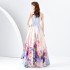 2024 Early Spring - Vacation style hanging neck style black fungus edge wavy edge painted wide swing long printed dress