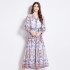 Original in stock | 2024 Spring/Summer Vacation Ethnic Wind and Snow Spinning V-neck Lantern Sleeve Printed Dress