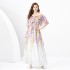 2024 Early Spring - Vacation Style One Shoulder Lotus Leaf Edge Holiday Printed Long Dress