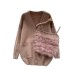 Light luxury high-end knitted suit for women's autumn and winter knitted cardigan jacket+plush camisole strapless vest