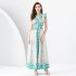 Early spring 2024- Palace style lapel sleeveless waist cinched wide skirt printed long dress