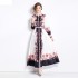 Original shooting | 2024 spring/summer new style temperament lapel slim fit medium long printed shirt collar dress