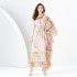 2024 Spring/Summer - Vacation Style One Shoulder Wooden Ear Strap Long Wide Swing Printed Dress