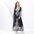 2024 Vacation - Palace Style V-neck Lantern Sleeve Wave Edge Vintage Printed Dress