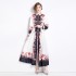 Original shooting | 2024 spring/summer new style temperament lapel slim fit medium long printed shirt collar dress