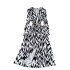 European and American fashion light mature style V-neck lantern sleeve strap cinched waist for slimming temperament zebra print slit dress