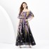 2024 Early Spring - Vacation Style One Shoulder Lotus Leaf Edge Holiday Printed Long Dress