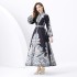 2024 Vacation - Palace style stand up collar flared sleeve single placket printed long lace dress