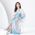 Early Spring 2024- Retro Palace style pleated V-neck lantern sleeves long printed dress