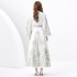 2024 Spring/Summer - Palace style stand up collar flared sleeve single placket printed long lace dress