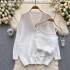 Light luxury high-end knitted suit for women's autumn and winter knitted cardigan jacket+plush camisole strapless vest