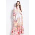 Original in stock | 2024 early spring new palace style stand up collar dress with floral single breasted design, long skirt