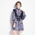 Original in stock | 2024 early spring temperament skirt patchwork print long sleeved slimming retro mid length dress