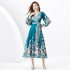 2024 Spring/Summer - Vacation Wrap Style V-neck Lantern Sleeve Long Printed Dress