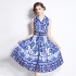 Original spot | 2024 gentle French retro sweet slimming waist cinching Hepburn style temperament big swing dress for women