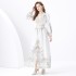 2024 Vacation - Palace Style V-neck Lantern Sleeve Wave Edge Vintage Printed Dress