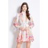 Original in stock | 2024 early spring retro palace style stand up collar single breasted lantern sleeves cinched waist slimming dress